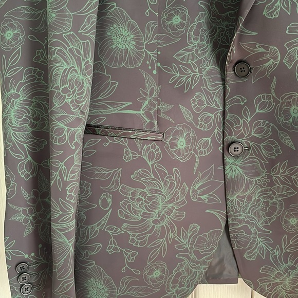 Bolongaro Trevor Skinny Fit Blazer  Black with green Florals  Size 38 - Picture 3 of 10